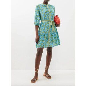 SALONI Tyra Printed Silk Shirt Dress Blue Multi Womens Size 10